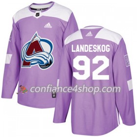 Adidas Maillot de Hockey Colorado Avalanche Gabriel Landeskog 92 2017-2018 Violet Fights Cancer Practice Authentic - Homme